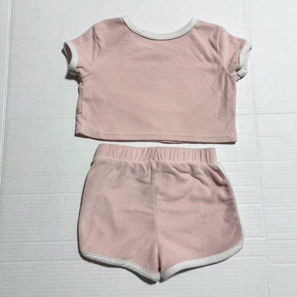 BearPaw 2 piece Terry retro style ringer tee & shorts set 2T